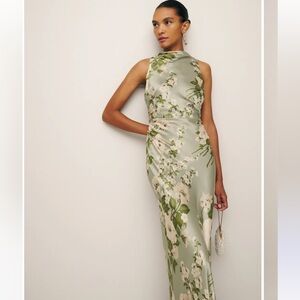 NWT Reformation anaiis silk Floral sea Green Sleeveless Dress